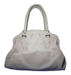Christian Dior White Leather Shoulder Shopper Bag