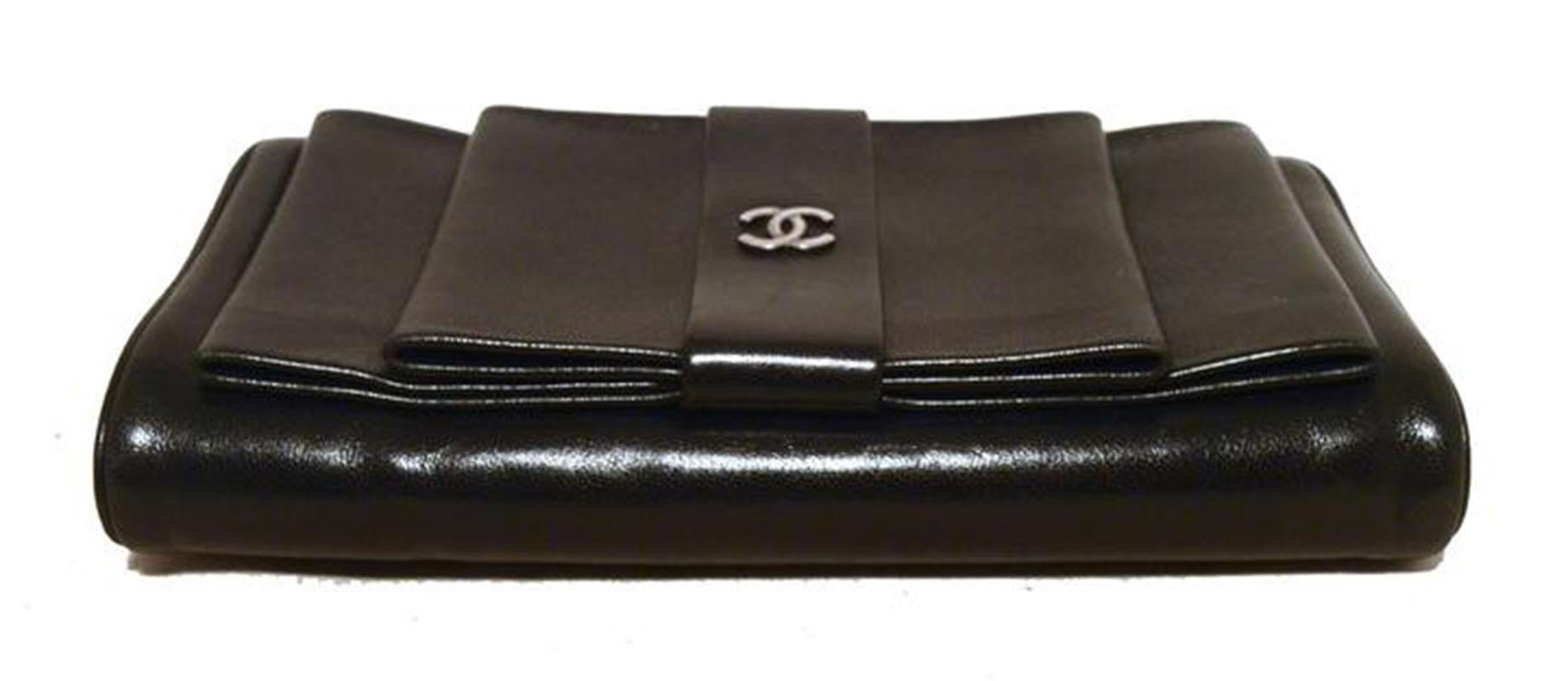 Chanel Black Leather Bow Wallet Clutch 1