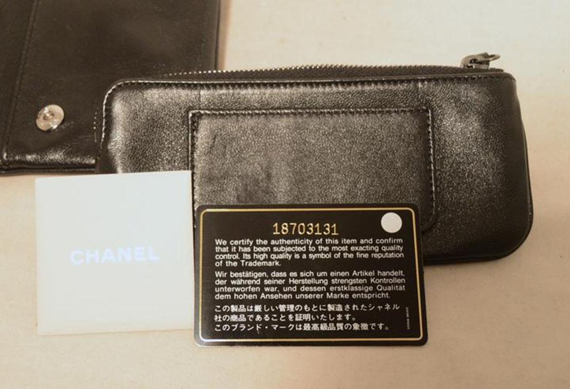 Chanel Black Leather Bow Wallet Clutch 4
