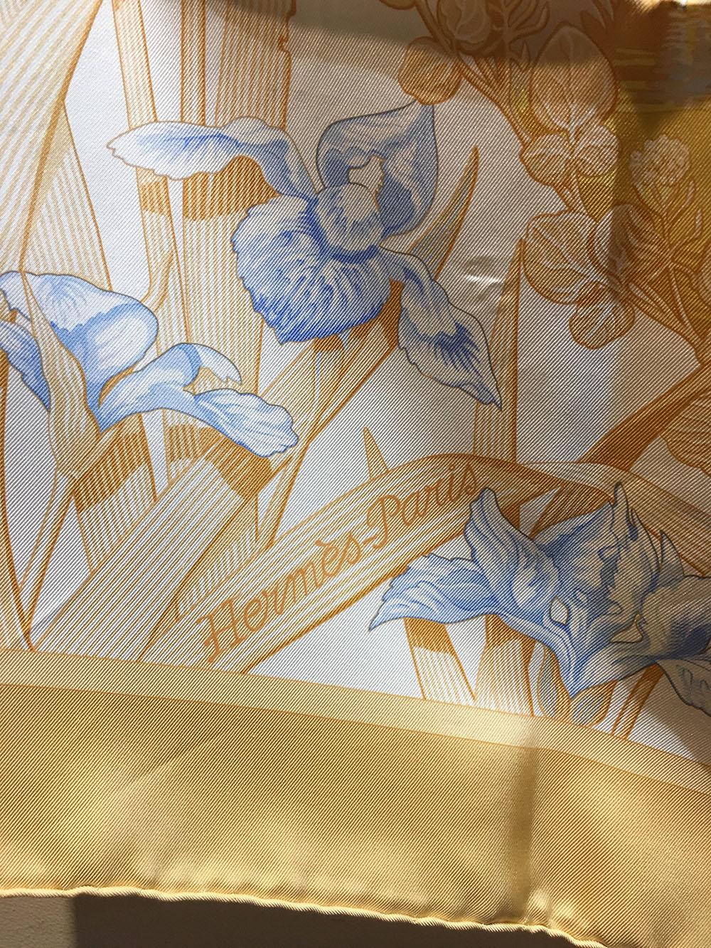 Hermes Au Bord de l'Eau Silk Scarf in Beige 2