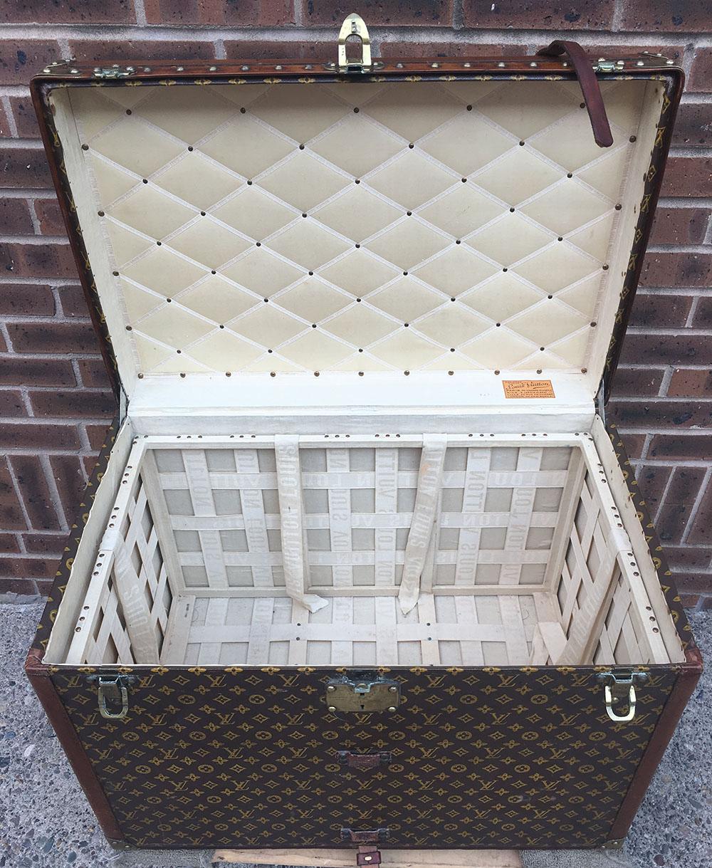 Louis Vuitton Antique Monogram Small Steamer Trunk with Basket Tray c1920s 2