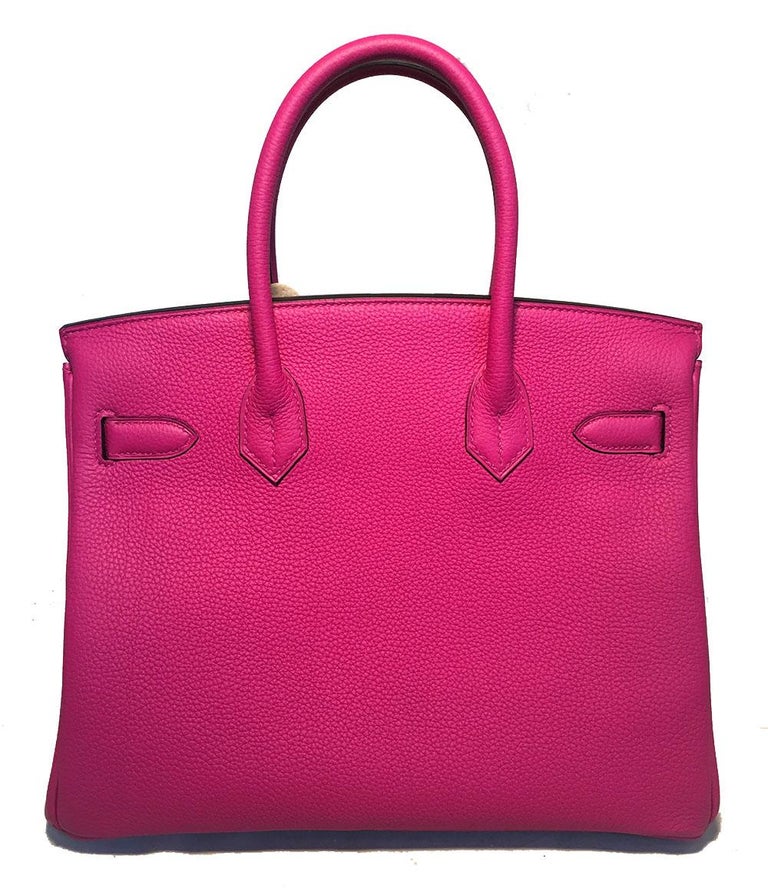 NEW HERMES Rose Pourpre Togo PHW 30cm Pink Birkin Bag For Sale at