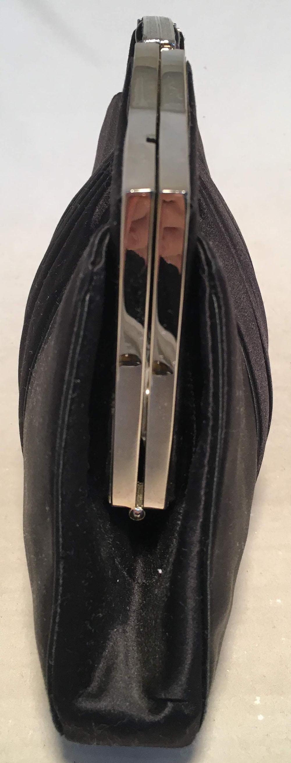 Judith Leiber Vintage Black Pleated Silk Clutch In Excellent Condition For Sale In Philadelphia, PA