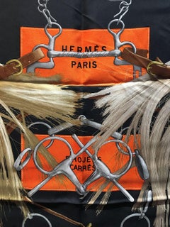 Hermes Projets Carres Silk Scarf in Orange