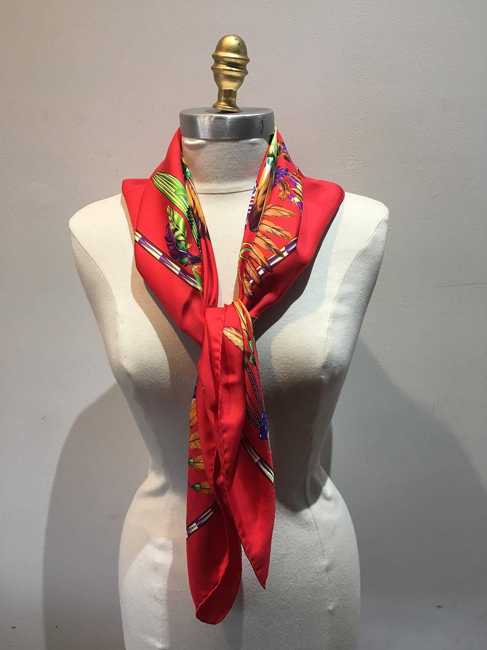 Hermes Vintage Brazil Silk Scarf in Red 2