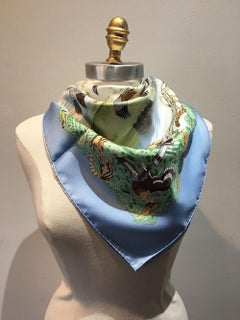 Hermes La Treve de l'Eau Silk Scarf in Baby Blue