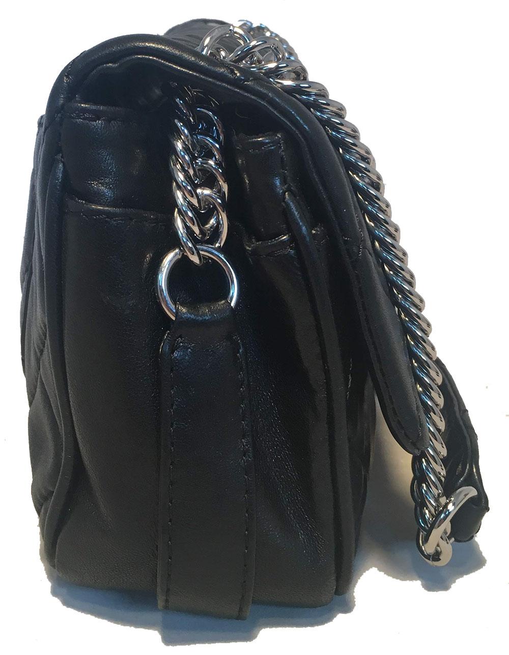 Chanel Black Leather 10inch Classic Flap with Chain Strap Shoulder Bag In Excellent Condition In Philadelphia, PA