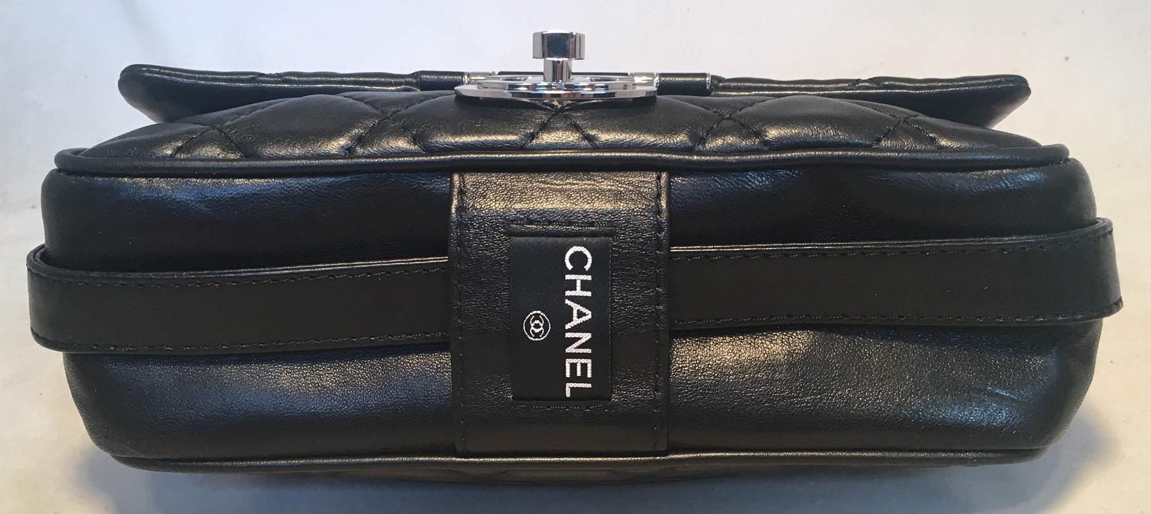 Chanel Black Leather 10inch Classic Flap with Chain Strap Shoulder Bag 1