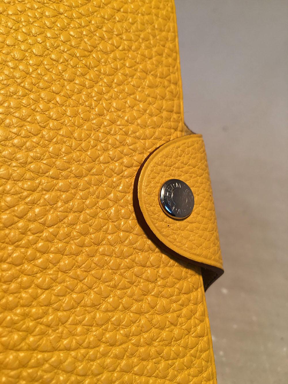 Hermes Yellow Clemence Leather Notebook In Excellent Condition In Philadelphia, PA