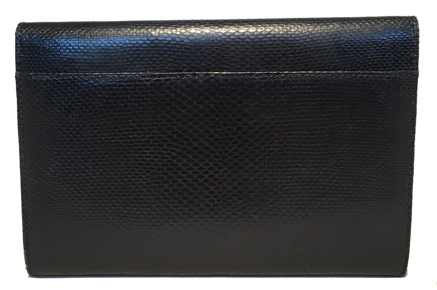 Judith Leiber Black Lizard Wallet Wristlet Clutch  In Excellent Condition For Sale In Philadelphia, PA