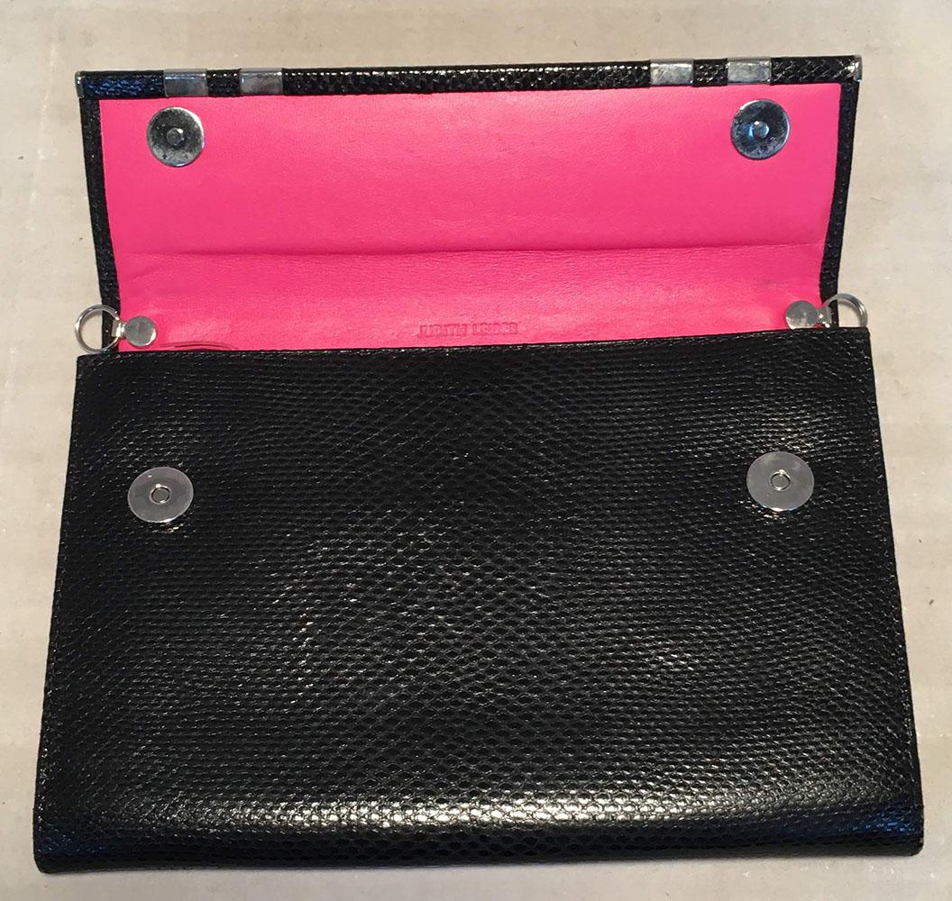 Judith Leiber Black Lizard Wallet Wristlet Clutch  For Sale 2
