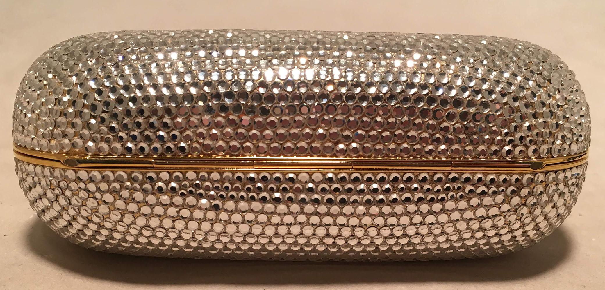 Women's RARE Judith Leiber Double Clear Crystal Minaudiere Evening Shoulder Bag 