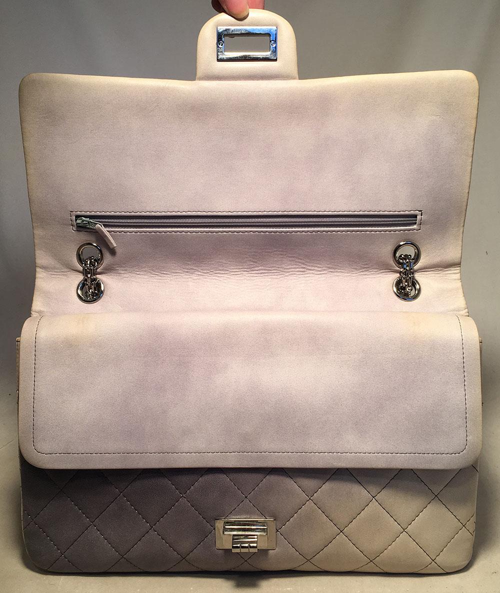 CHANEL Double Hybrid Degrade Ombre Grey Leather 2.55 Reissue 227 Classic Flap In Excellent Condition In Philadelphia, PA