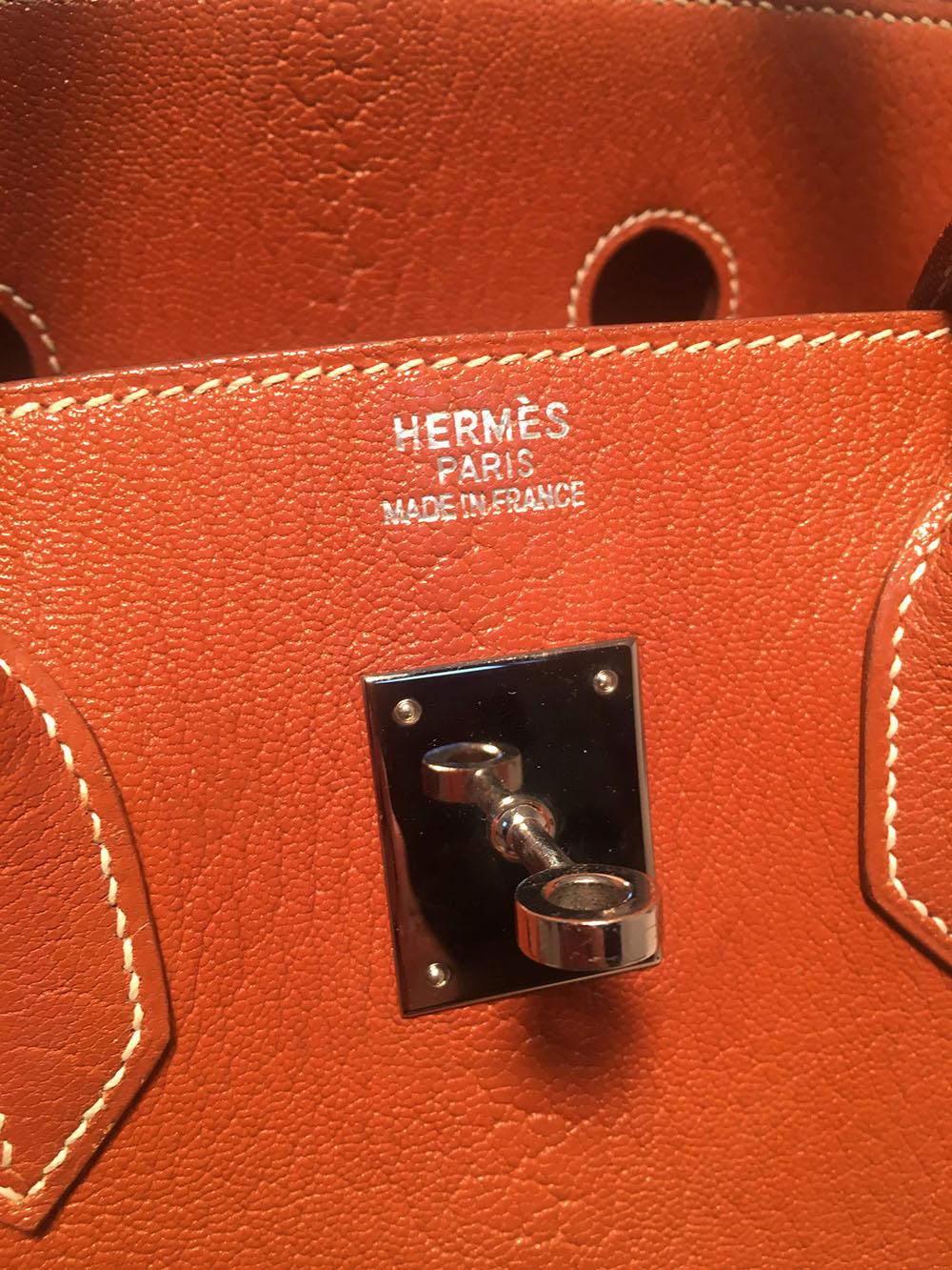 Hermes Tan 35cm Chevre Coromandel Leather Silver PDH Birkin Bag 1