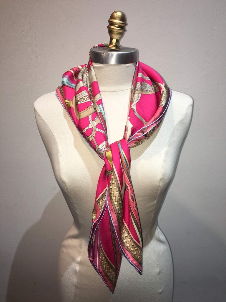 RARE Hermes Concours d'Etriers Silk Scarf in Pink For Sale at 1stDibs ...