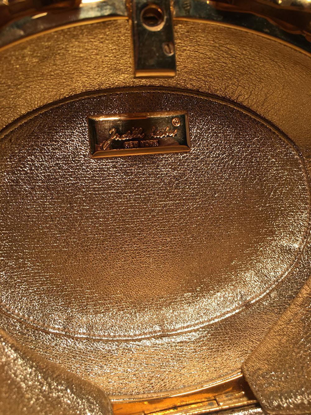 Judith Leiber Swarovski Crystal Oval Bow Trim Minaudiere Evening Bag Clutch For Sale 1