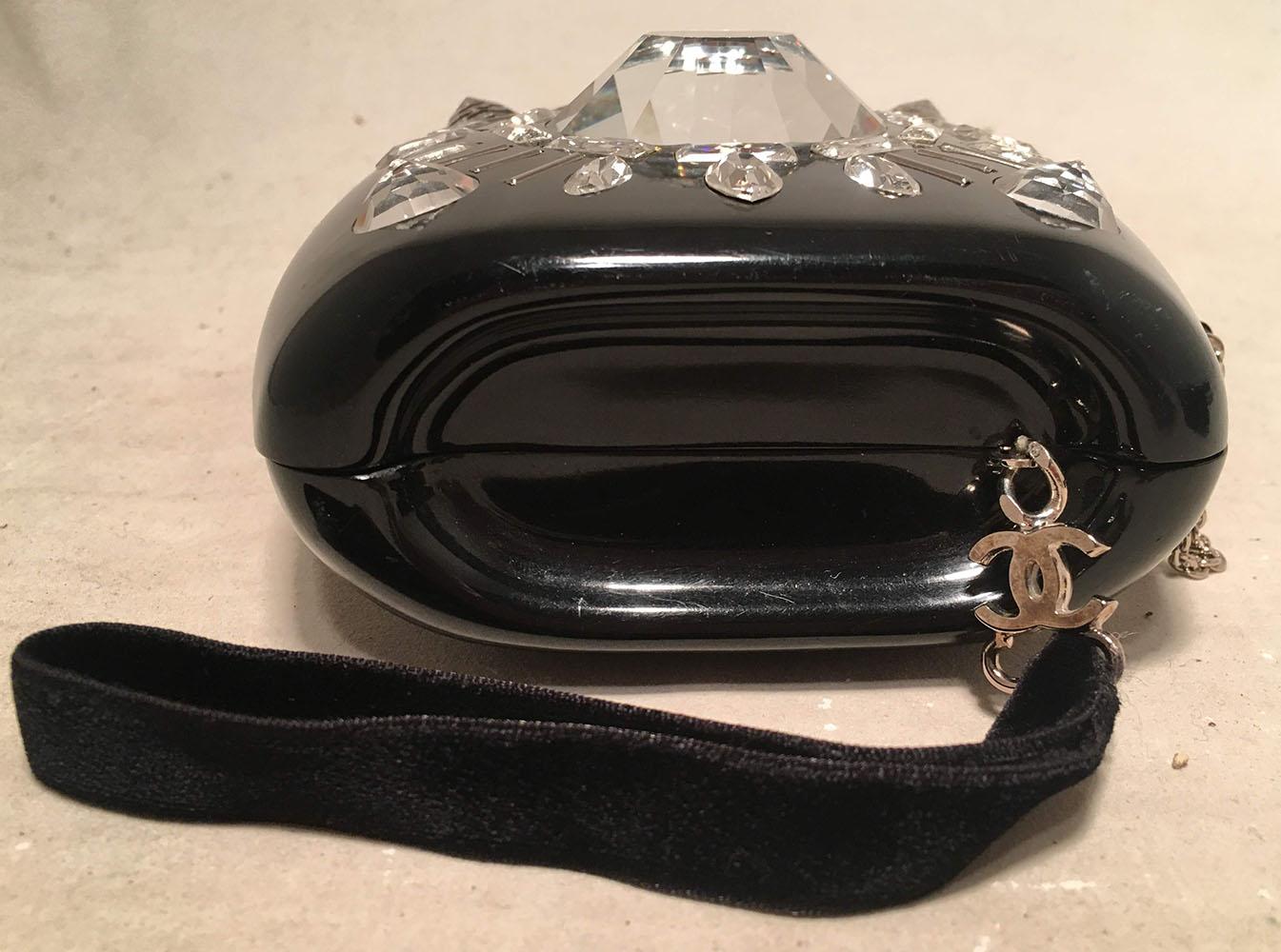 Limited Edition Chanel Black Box Crystal Adorned Wristlet Clutch Collectors Item In Good Condition In Philadelphia, PA