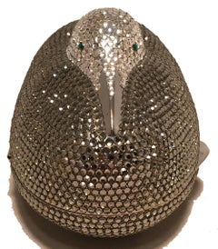 Judith Leiber Vintage Silver and Gray Swarovski Crystal Sitting Duck Minaudiere