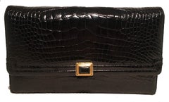 Judith Leiber Vintage Black Alligator Shoulder Bag Clutch