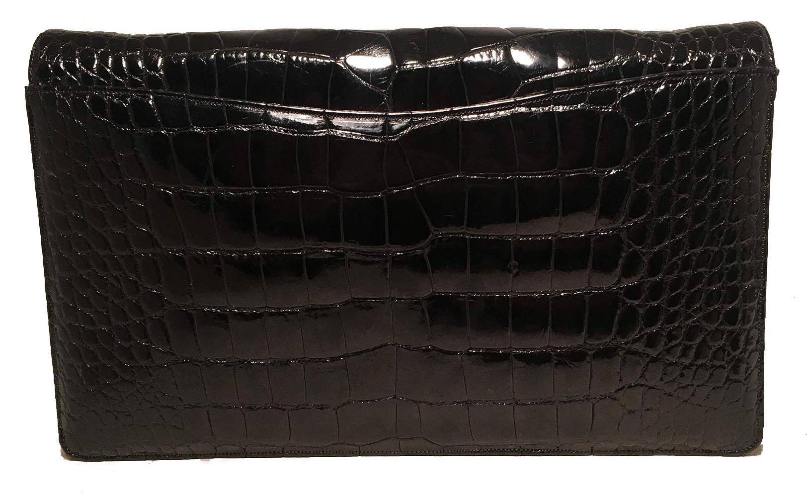 Women's Judith Leiber Vintage Black Alligator Shoulder Bag Clutch For Sale