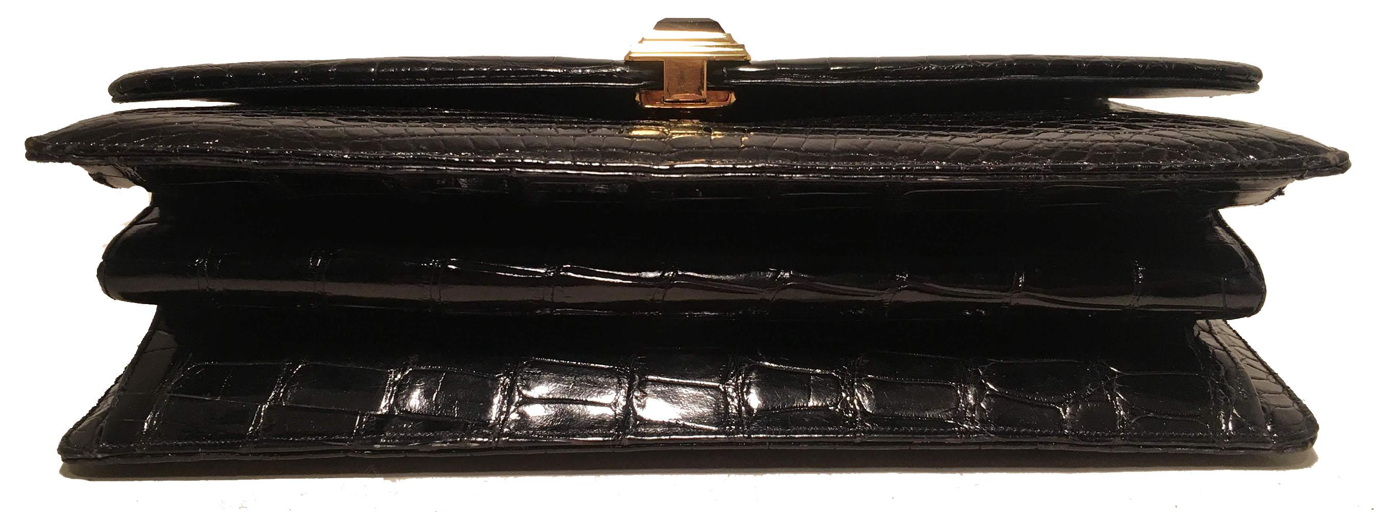 Judith Leiber Vintage Black Alligator Shoulder Bag Clutch For Sale 1