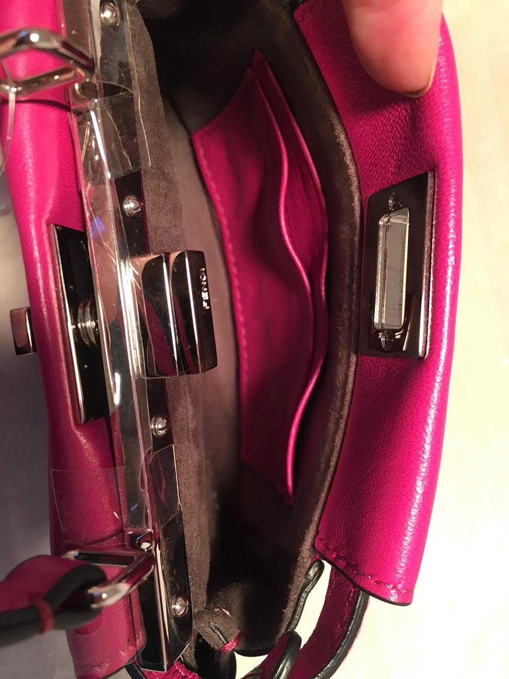 Fendi Micro Mini Fuchsia Pink Peekaboo Bag with Shoulder Strap  In Excellent Condition In Philadelphia, PA