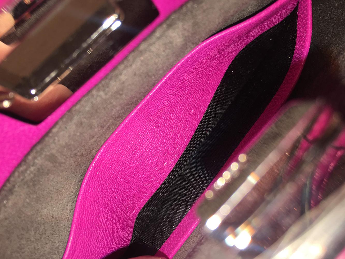 Women's Fendi Micro Mini Fuchsia Pink Peekaboo Bag with Shoulder Strap