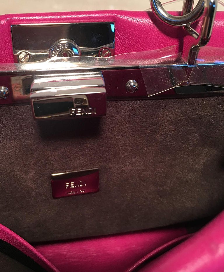 Fendi Micro Mini Fuchsia Pink Peekaboo Bag with Shoulder Strap For Sale ...