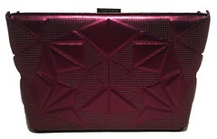 Tonya Hawkes Purple Metallic Embossed and Laser Cut Leather Clutch