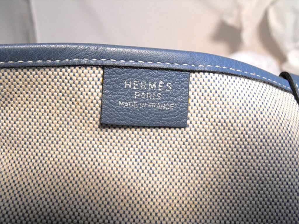 Gray Hermes Toile Canvas Apron Shoulder Bag Tote 