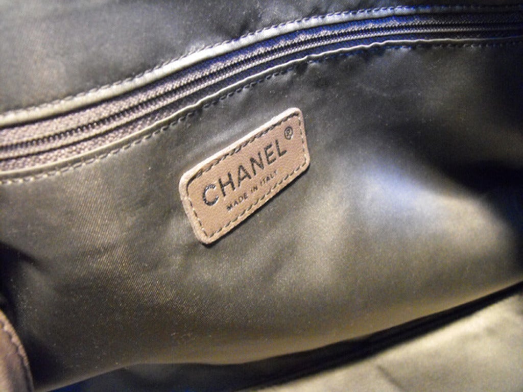 Chanel Black Checkered Leather Shoulder Bag Shopper Tote For Sale 4