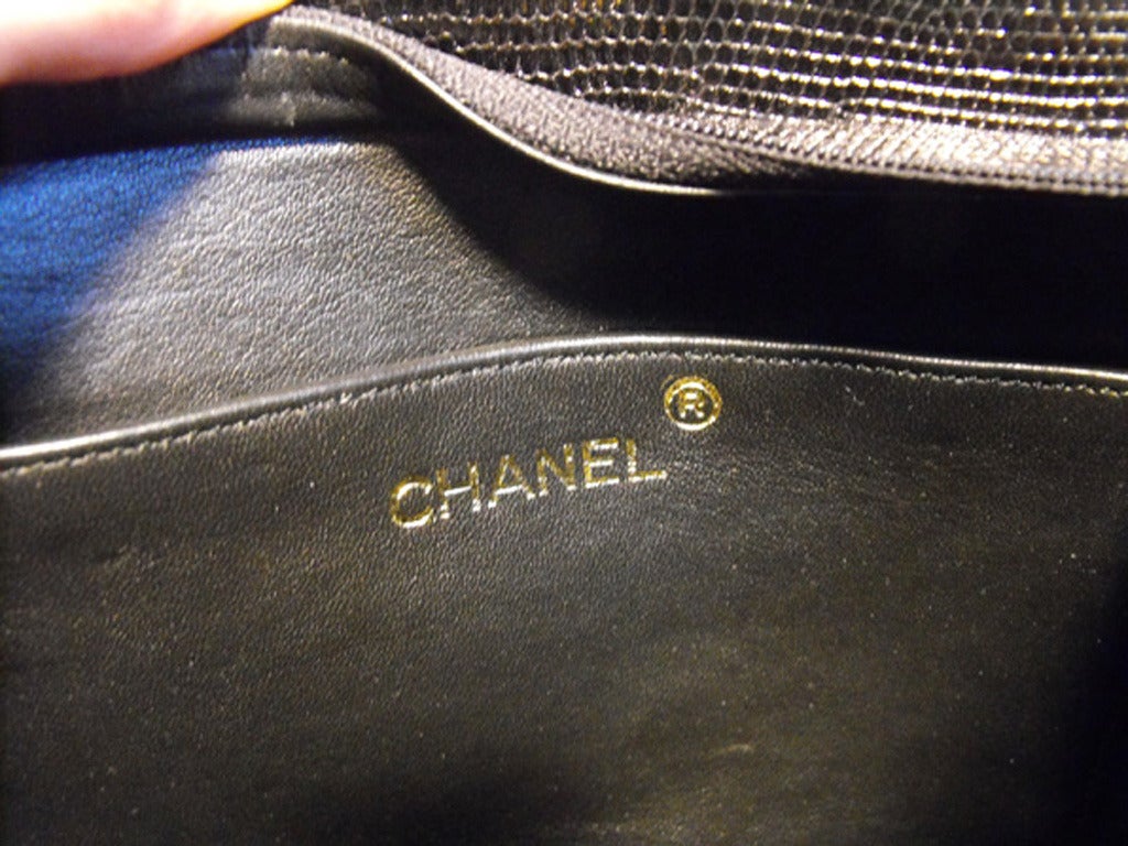 Chanel Black Lizard Chevron Quilted Shoulder Bag 5