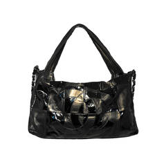 Chanel Black Checkered Leather Shoulder Bag Shopper Tote 8