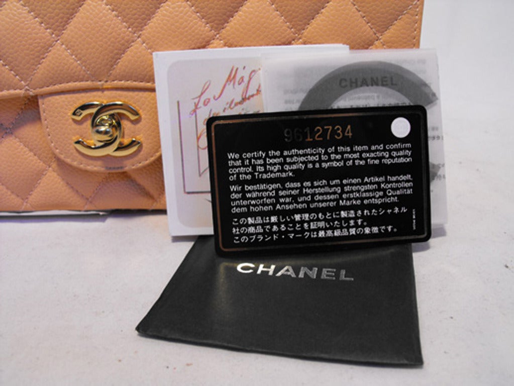 Chanel Peach Caviar Quilted 10inch 2.55 Classic Double Flap Bag 1