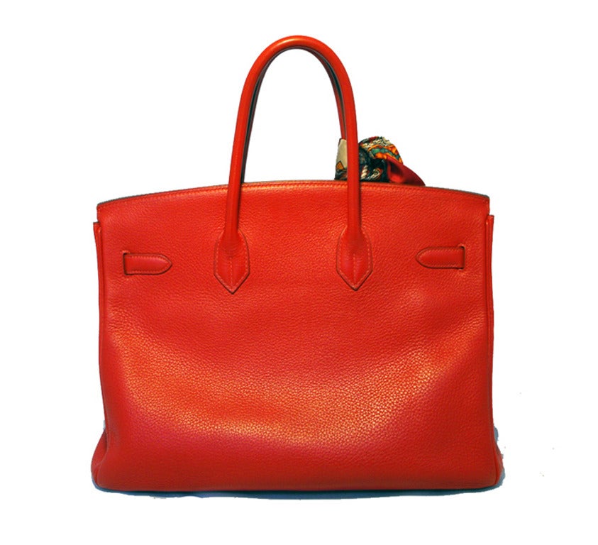 Red Hermes Rouge Vif 35cm Clemence Birkin Bag