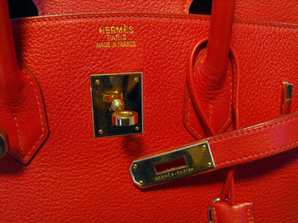 Hermes Rouge Vif 35cm Clemence Birkin Bag 2