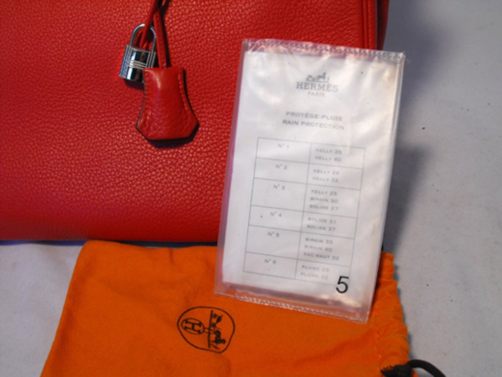 Hermes Rouge Vif 35cm Clemence Birkin Bag 3