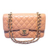 Chanel Peach Caviar Quilted 10inch 2.55 Classic Double Flap Bag at 1stDibs