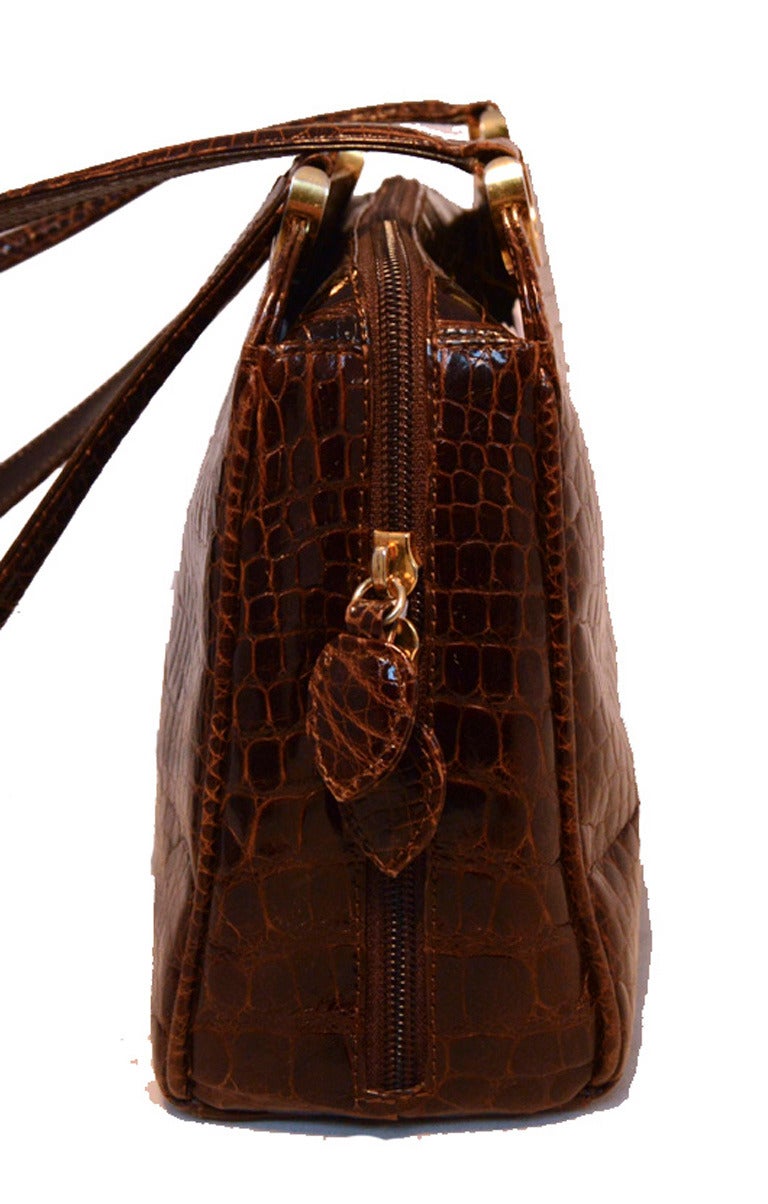 Women's Lana Marks Brown Alligator Leather Shoulder Bag