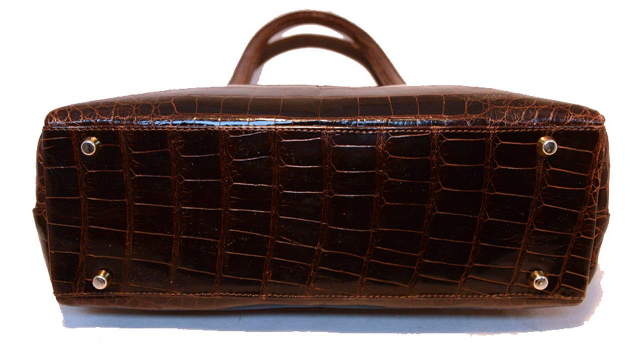 Lana Marks Brown Alligator Leather Shoulder Bag 3
