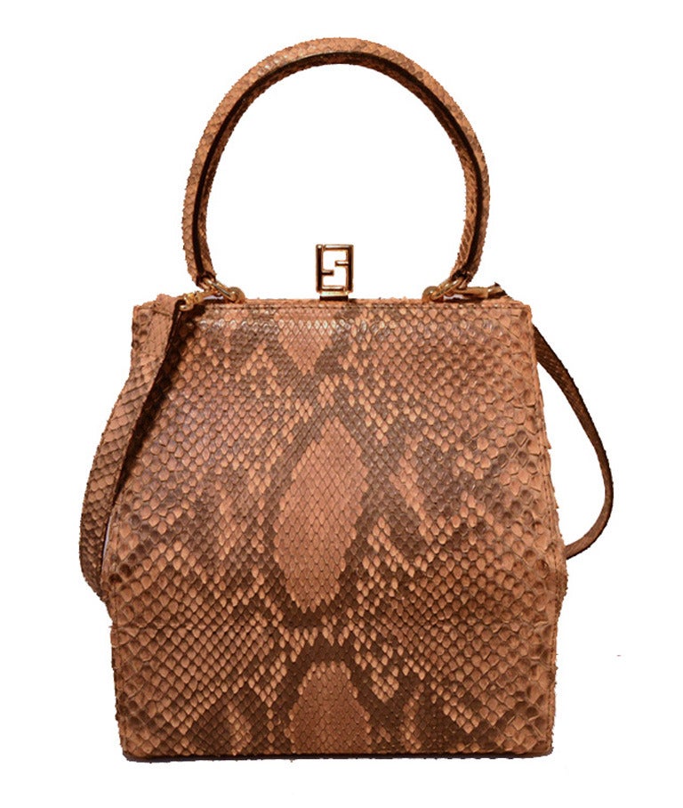 Women's Fendi Natural Python Snakeskin Two-Way Handbag For Sale