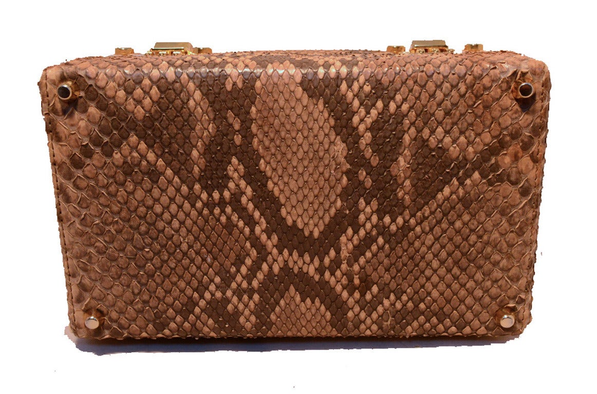 FABULOUS FENDI natural snakeskin double compartment top handle bag in excellent condition.  Natural python snakeskin exterior trimmed with gold hardware.  Two seperate storage areas for carrying all your belongings safe and securely.  Top