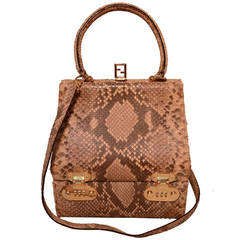 RARE Fendi Natural Python Snakeskin Two-Way Kelly Bolide Handbag 5