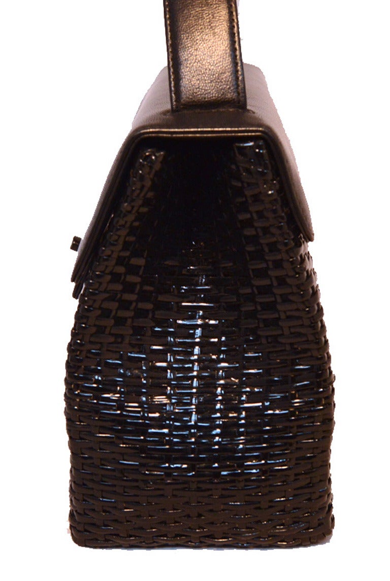 Chanel Black Leather and Wicker Shoulder Bag 1