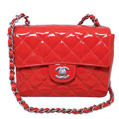 Chanel Red Patent Leather Mini Classic Flap Shoulder Bag