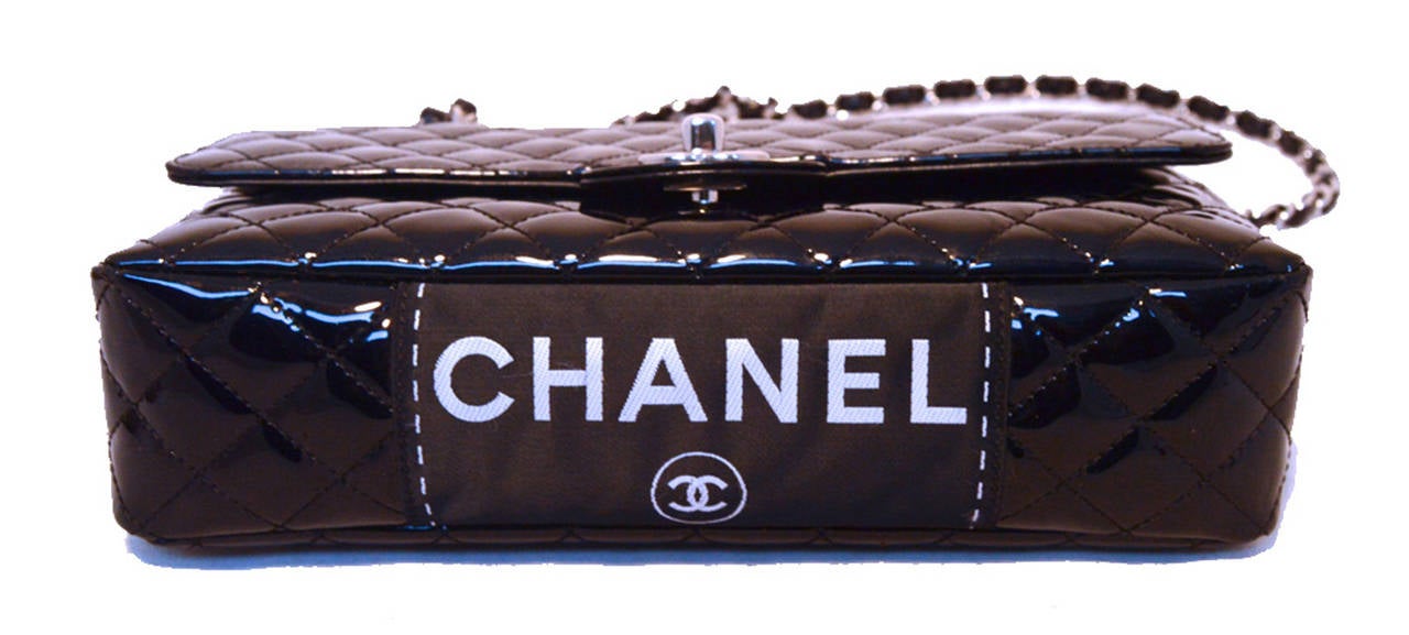 Chanel Black Patent Leather Classic Flap Shoulder Bag 6