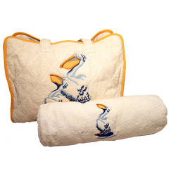 Hermes Terry Cloth Towel Beach Bag With Pillow-rare