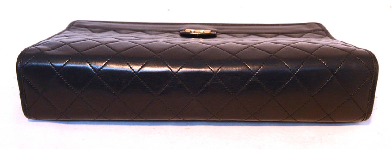 Chanel Black Quilted Lambskin Leather Clutch 3