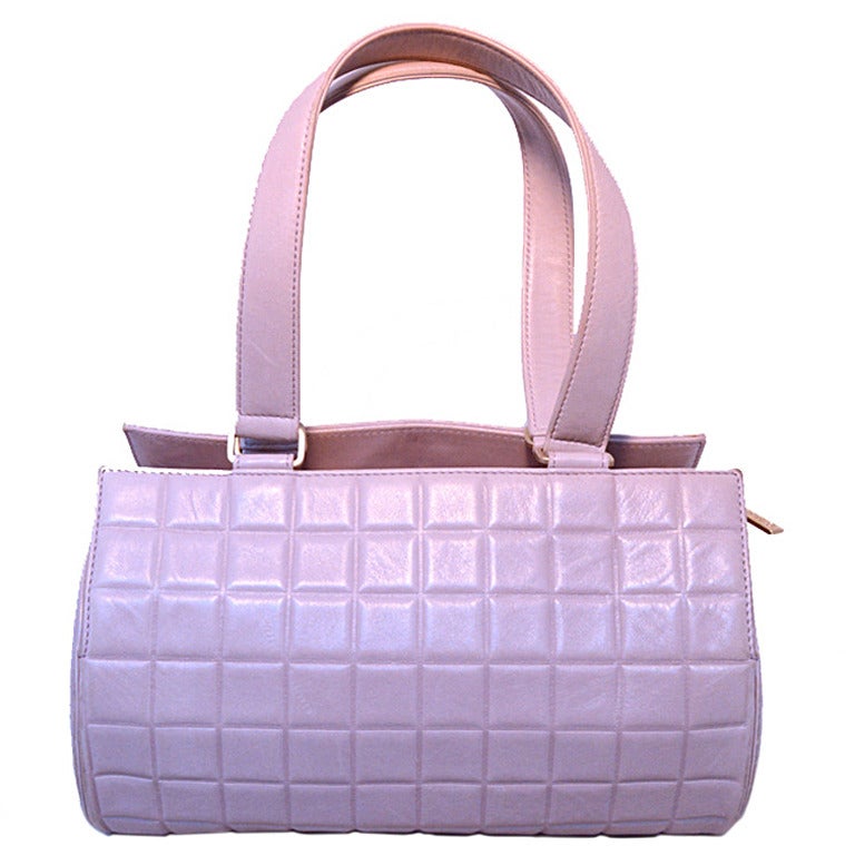 Chanel Lilac Purple Square Quilted Leather Cylinder Tube Shoulder Bag