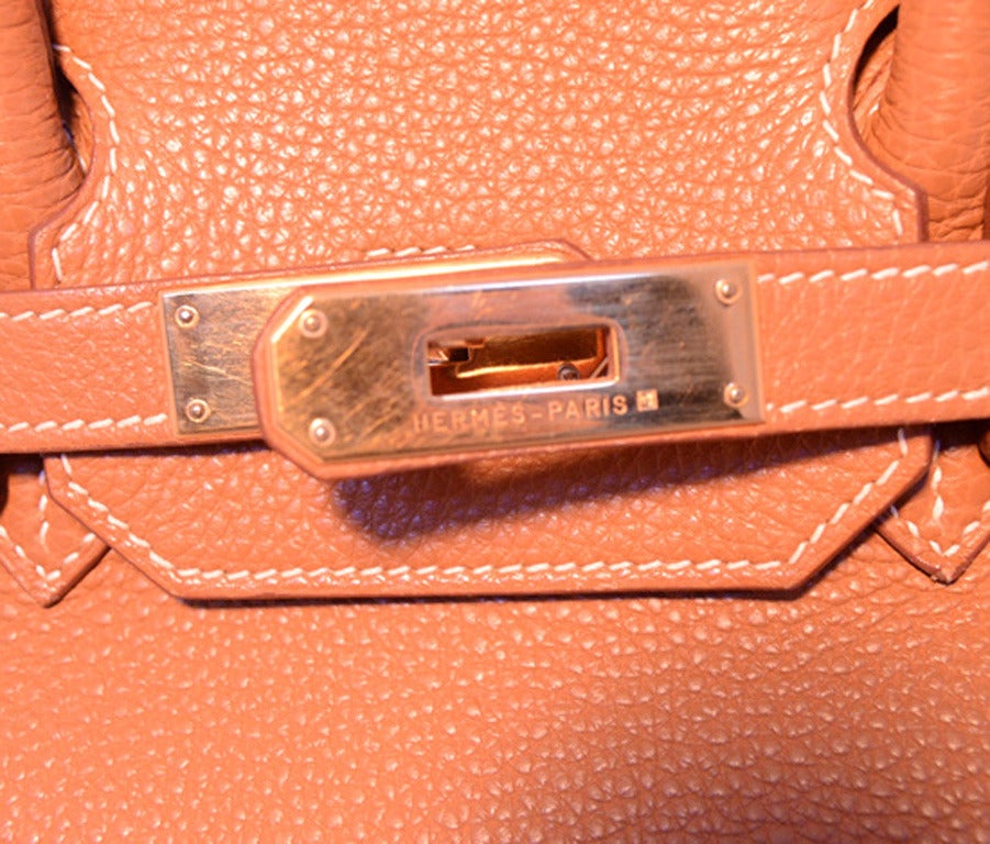Hermes Tan 35cm Clemence Leather Birkin Bag With Gold Hardware 2